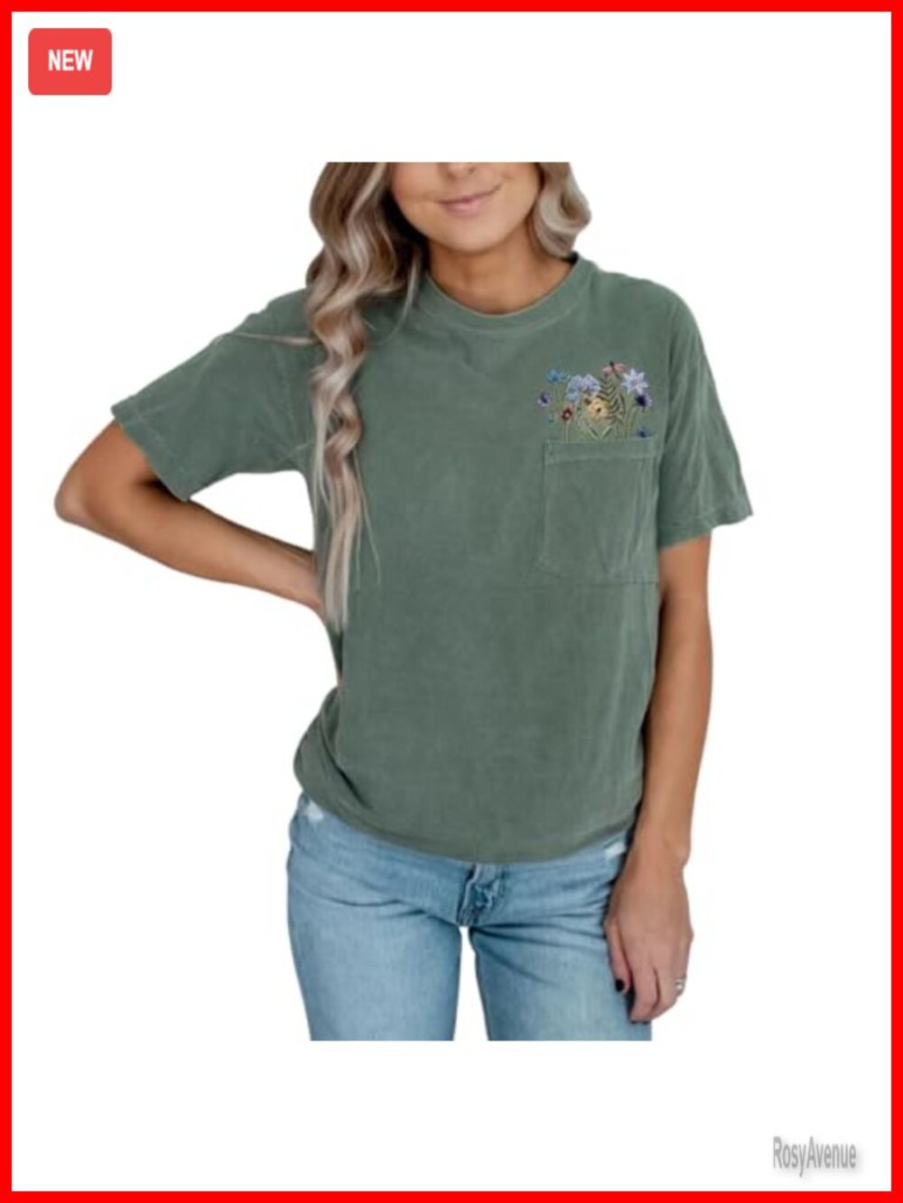 Womens Floral Embroidered Nursing Shirt Zip Breastfeeding Tee with Pocket